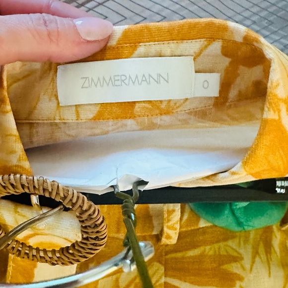 ZIMMERMANN MAE LINEN PALM PRINT BELTED SHORTS AND BUTTON UP TOP SET - Picture 10 of 10